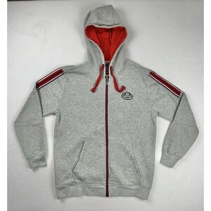 Akademiks Full Zip Hoodie Gray Red Stripe Sleeve Men's Size Medium